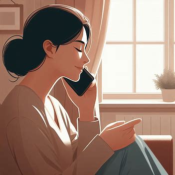 電話占いで悩みを相談し、安心している女性