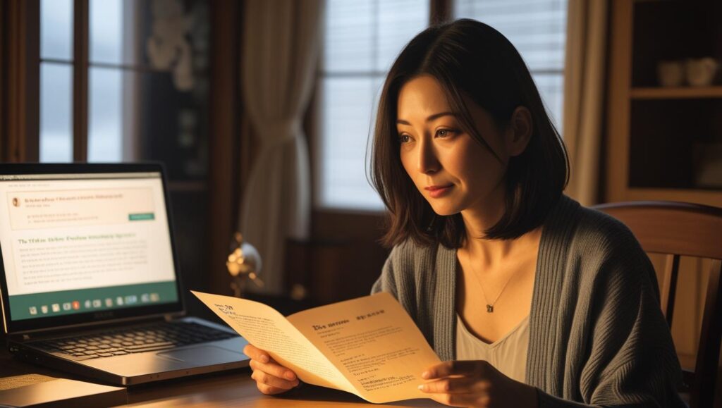 占いサイトの体験談を見ている女性