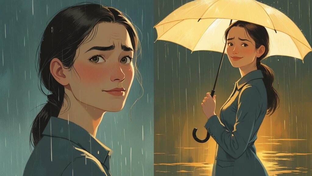自分の心に、自分で光の傘をさす、自信に満ちた女性