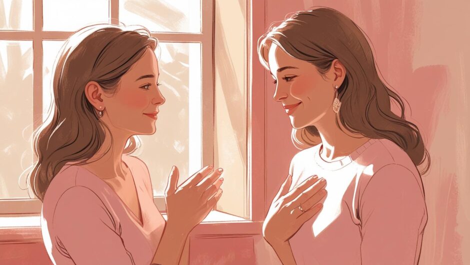 二人の女性が向かい合って穏やかに会話している