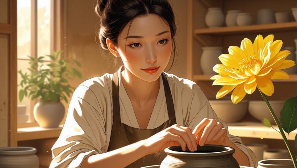 自分の才能を開花させ、自信に満ちた「黄色い種」の紋章を持つ女性