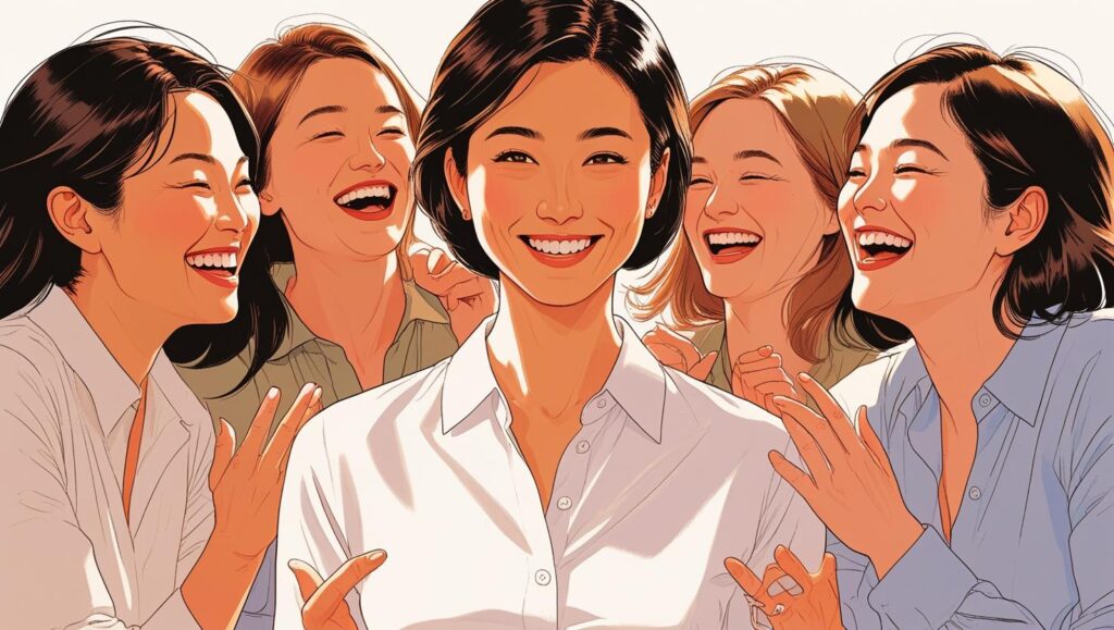 自分の才能を解放し、自信に満ちた「青い猿」の紋章を持つ女性