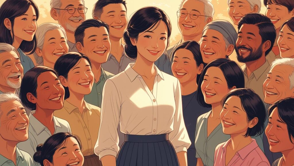 自分の才能を解放し、多くの人々の心の中心となった「赤い地球」の紋章を持つ女性