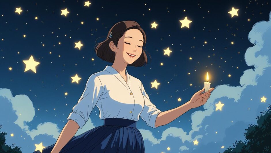 マヤ暦「銀河の音9」の役割を象徴する、人々の心に希望の光を灯す女性