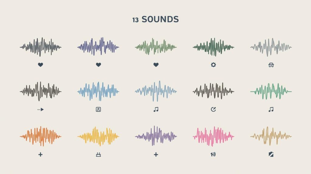 銀河の音1～13のリズムと特徴を示す図解